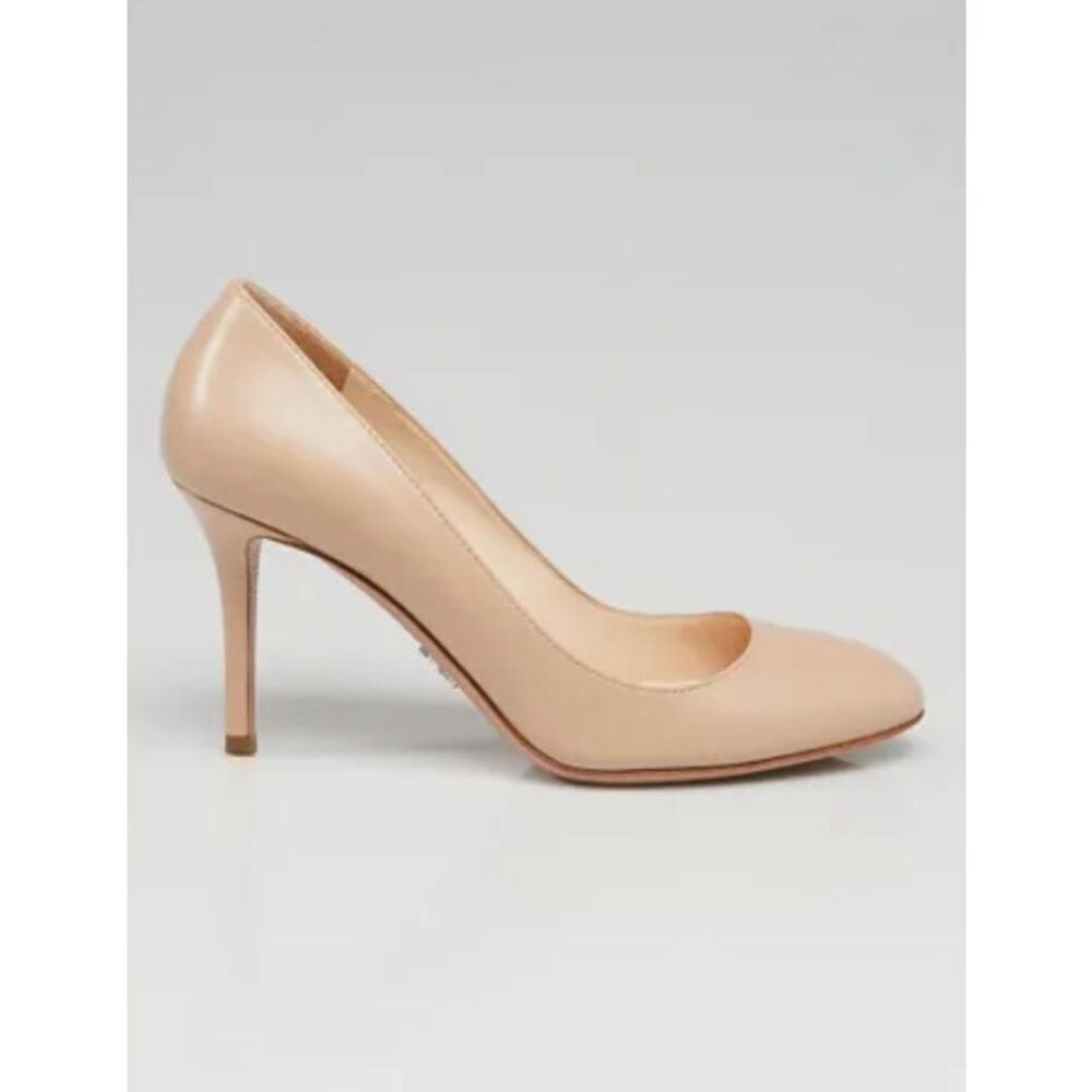 Prada Capretto Round Leather Pumps